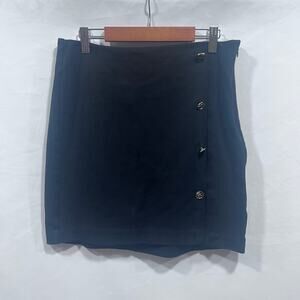 MICHAEL KORS Women's Black Skirt Size Small Front Slit & Gold MK Buttons Office